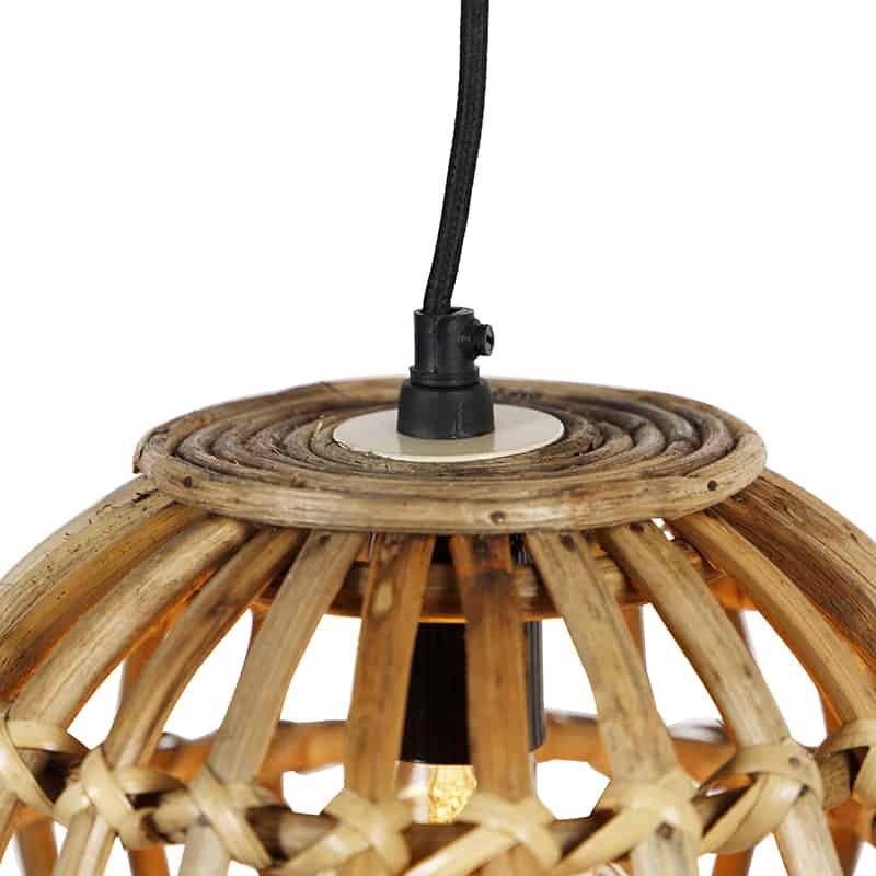 Ländliche Hängelampe Bambus 3Licht Canna rattan.at