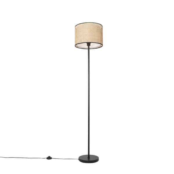 Land Stehlampe schwarz mit Rattanschirm - Kata – Bild 2