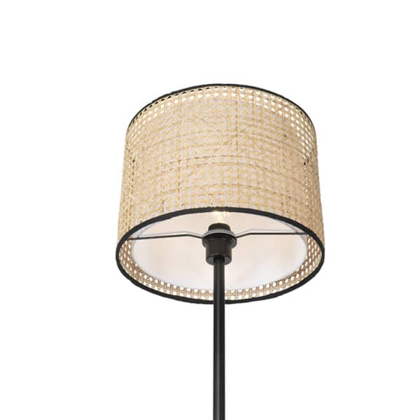 Land Stehlampe schwarz mit Rattanschirm - Kata – Bild 6