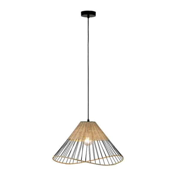 Ländliches Hängelampe schwarz 48 cm mit Rattan - Treccia – Bild 2
