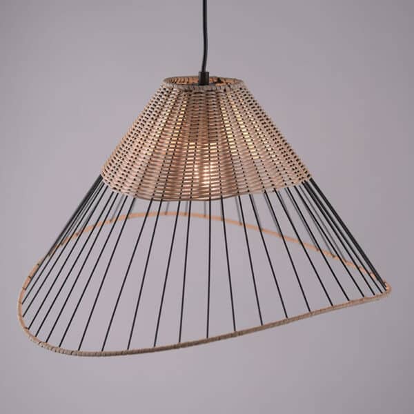 Ländliches Hängelampe schwarz 48 cm mit Rattan - Treccia – Bild 3