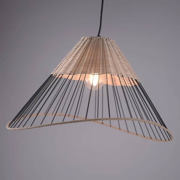 Ländliches Hängelampe schwarz 48 cm mit Rattan - Treccia – Bild 4