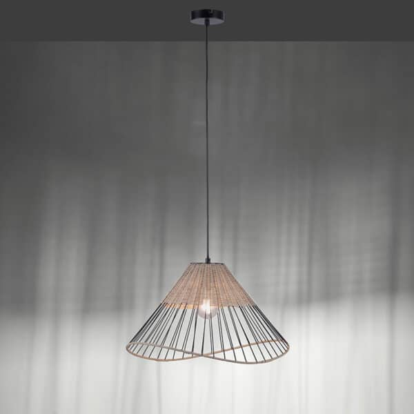 Ländliches Hängelampe schwarz 48 cm mit Rattan - Treccia – Bild 5