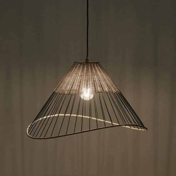 Ländliches Hängelampe schwarz 48 cm mit Rattan - Treccia – Bild 6