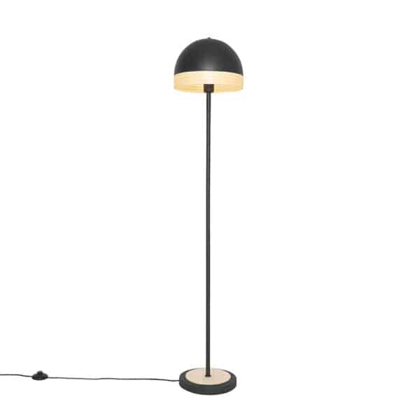 Oosterse vloerlamp zwart met rotan 30 cm - Magna Rotan