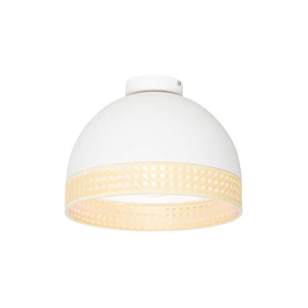 Oosterse plafondlamp wit met rotan 30 cm - Magna Rotan
