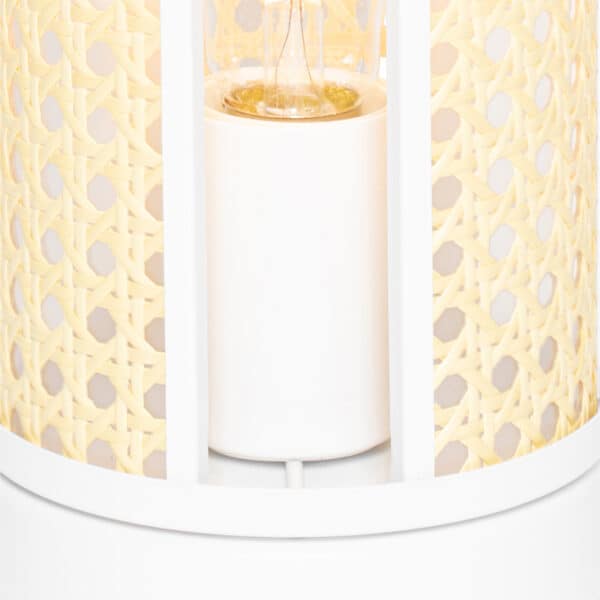 Retro-Tischlampe weiß mit Rattan 12 cm - Akira – Bild 3
