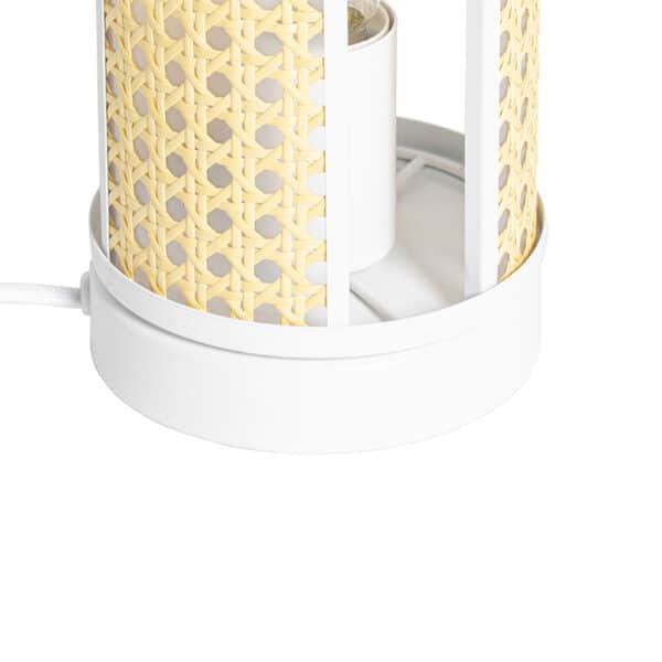 Retro-Tischlampe weiß mit Rattan 12 cm - Akira – Bild 5