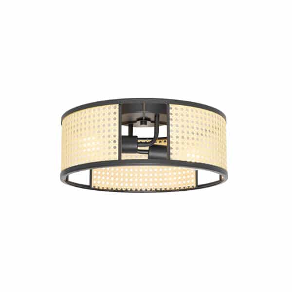 Oosterse plafondlamp zwart met rotan 40 cm - Akira