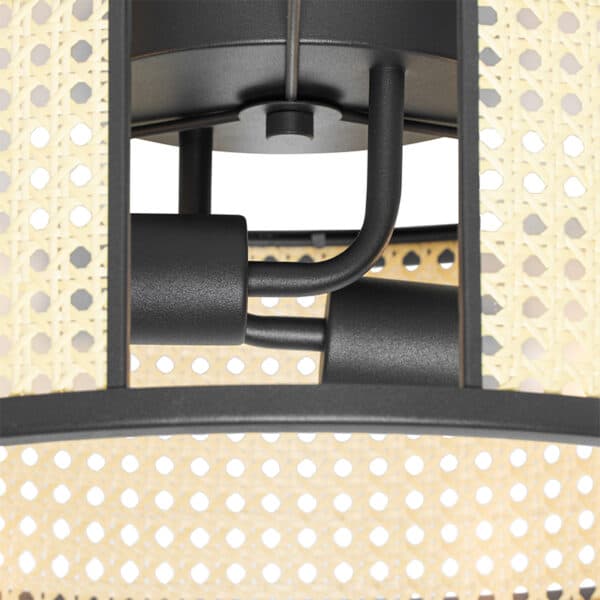Oosterse plafondlamp zwart met rotan 40 cm - Akira – Bild 3
