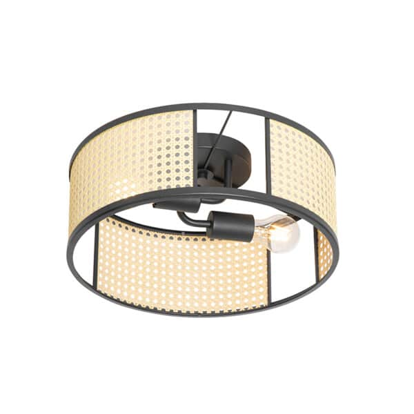 Oosterse plafondlamp zwart met rotan 40 cm - Akira – Bild 6