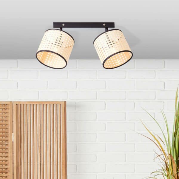 zweiflammig mit Rattan