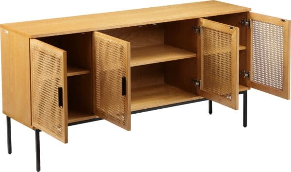 COUCH♥ Sideboard »Feines Geflecht«, Mit Rattan-Geflecht Einsatz, 4-türig – Bild 4