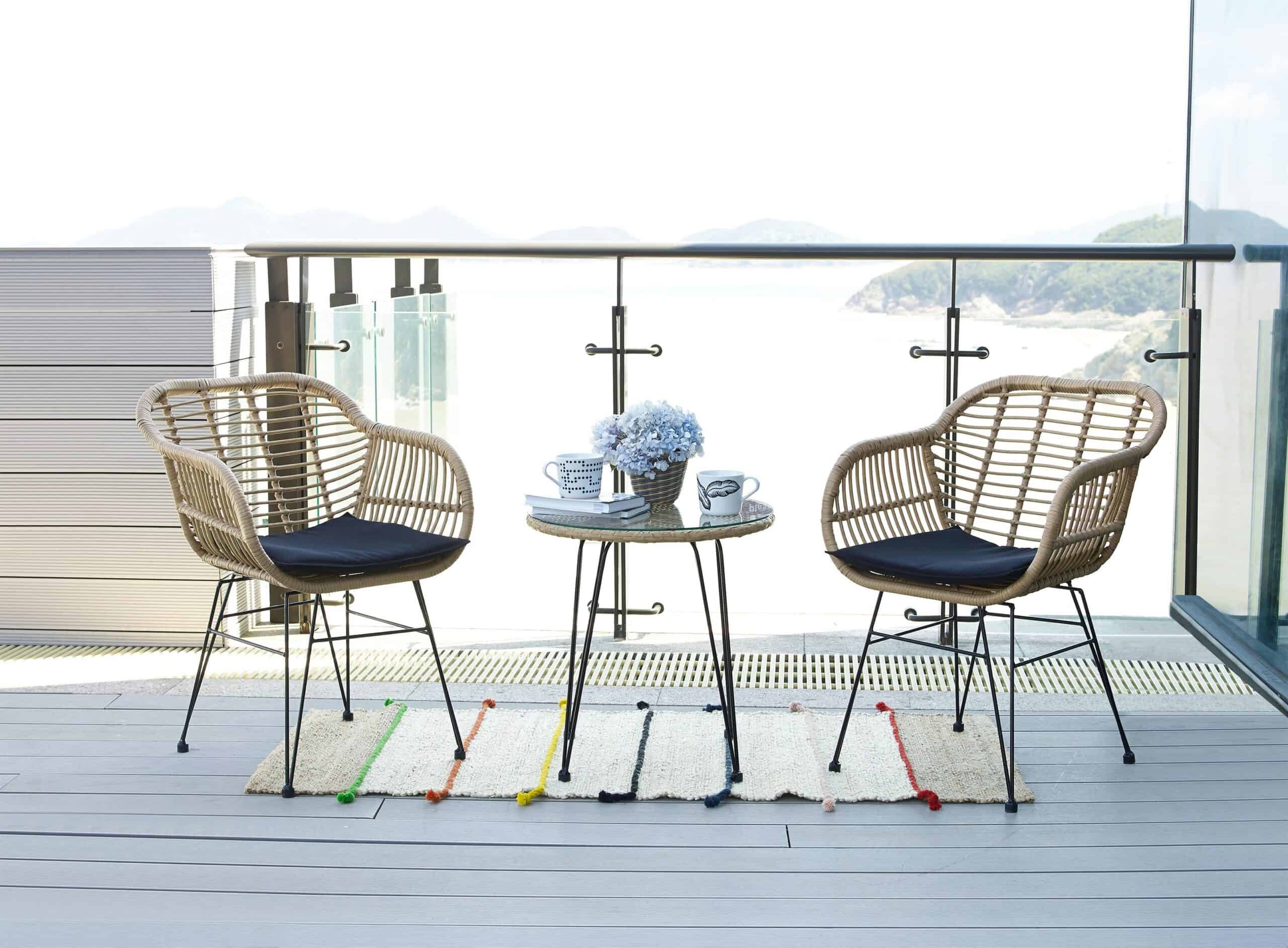 Homexperts Balkonset »Ylvi«, mit inklusive Beistelltisch Beistelltisch, tlg.), 2 Stühle (5 und Sitzkissen