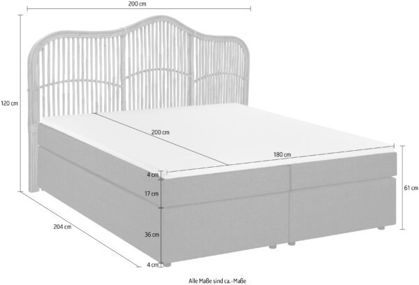 SIT Boxspringbett, Mit Rattan-Kopfteil – Bild 5