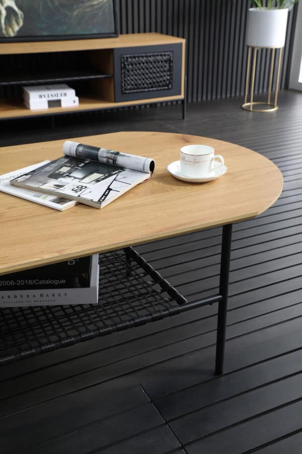 SalesFever Couchtisch, Ablagefläche aus Metall und Polyrattan – Bild 4