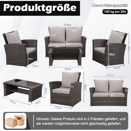 MeXo Polyrattan Lounge Set Gartenlounge für 34 Personen Gartenmöbel