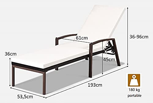 GIANTEX Sonnenliege Rattan Liege, Gartenliege Relaxliege mit Auflage