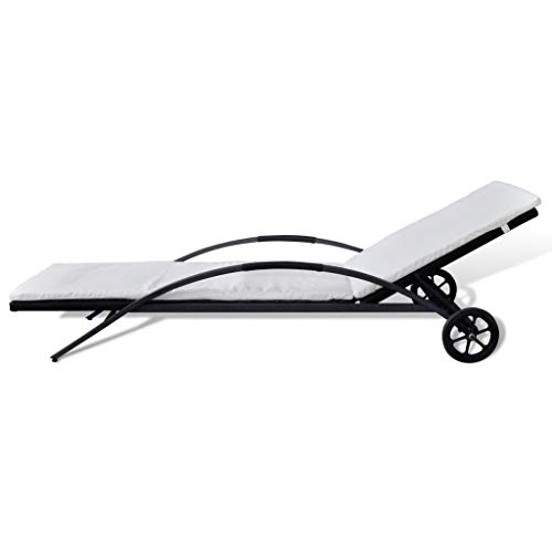 Tidyard Gartenliege mit Rollen Sonnenliege Rattan mit Auflage