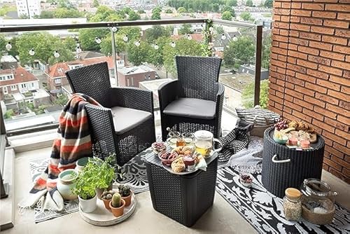 Allibert By Keter Balkonm Bel Set Iowa Balcony Graphit Cool Grey Tlg Inkl Sitzkissen