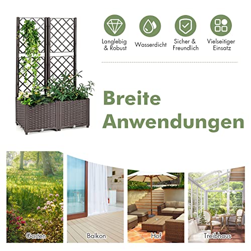 COSTWAY Blumenkasten Mit Rankgitter, Pflanzkasten Fr Kletterpflanzen ...