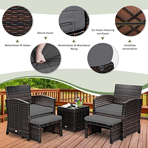 Giantex Er Set Rattan Gartenmbel Balkonmbel Set Sessel Fuhocker