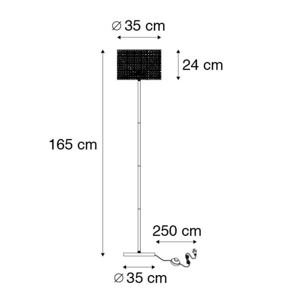 Land Stehlampe schwarz mit Rattanschirm - Kata – Bild 7