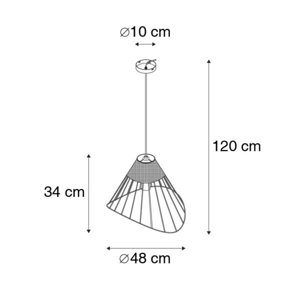 Ländliches Hängelampe schwarz 48 cm mit Rattan - Treccia – Bild 7