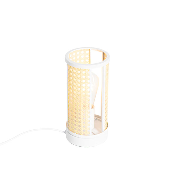 Retro-Tischlampe weiß mit Rattan 12 cm - Akira – Bild 6