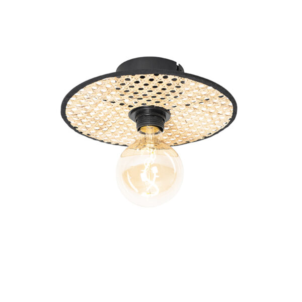 Country Decken- und Wandleuchte schwarz mit Rattan 25 cm - Kata – Bild 2