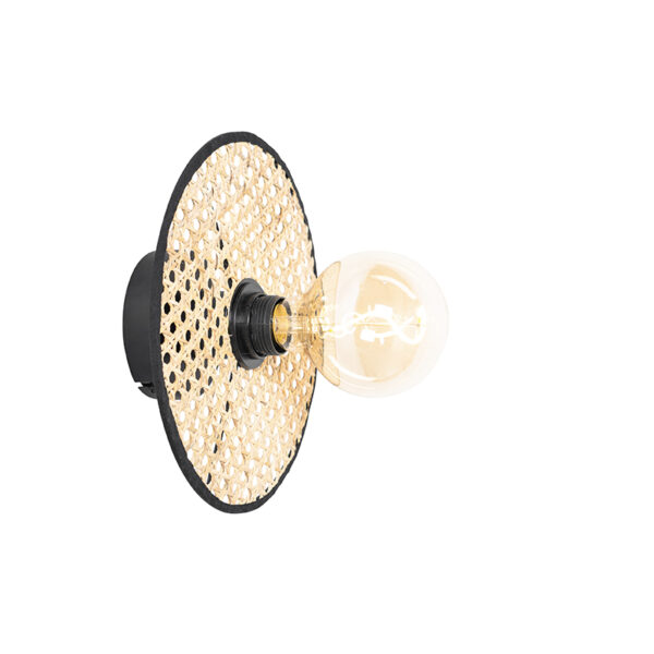 Country Decken- und Wandleuchte schwarz mit Rattan 25 cm - Kata – Bild 3