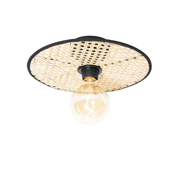 Country Decken- und Wandleuchte schwarz mit Rattan 35 cm - Kata – Bild 2