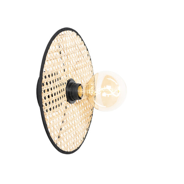 Country Decken- und Wandleuchte schwarz mit Rattan 35 cm - Kata – Bild 3