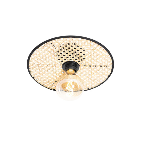 Country Decken- und Wandleuchte schwarz mit Rattan 35 cm - Kata – Bild 4