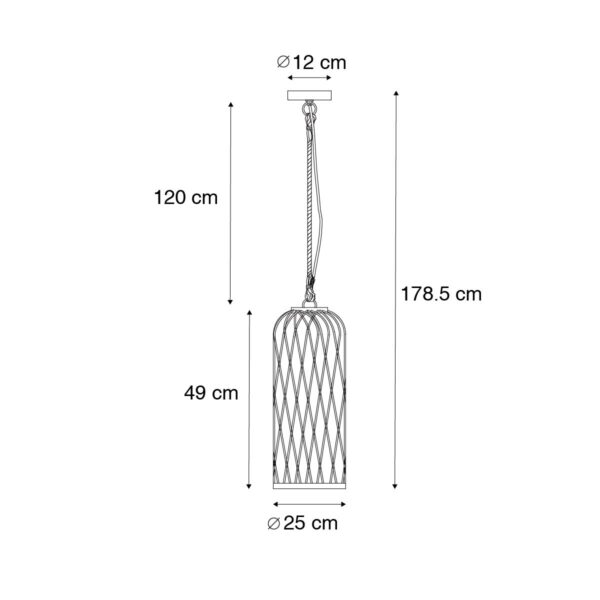 Ländliche Hängelampe für den Außenbereich, Rattan, 25 cm – Calamus – Bild 7