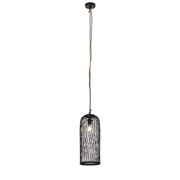 Ländliche Außenhängelampe aus schwarzem Rattan 25 cm - Calamus – Bild 3