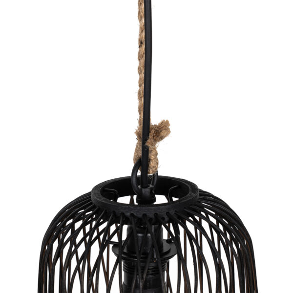 Ländliche Außenhängelampe aus schwarzem Rattan 25 cm - Calamus – Bild 4