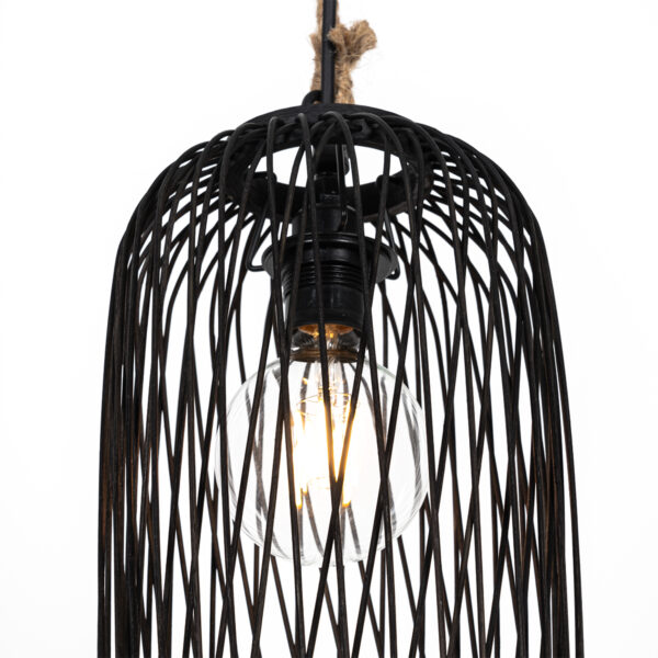 Ländliche Außenhängelampe aus schwarzem Rattan 25 cm - Calamus – Bild 5