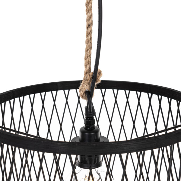 Ländliche Außenhängelampe aus schwarzem Rattan 40 cm - Calamus – Bild 4