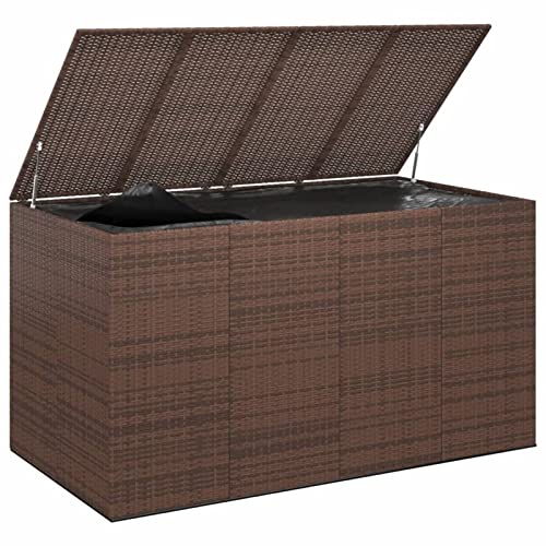 GuyAna GartenKissenbox PE Rattan 194x100x103 cm Braun Aufbewahrungsbox