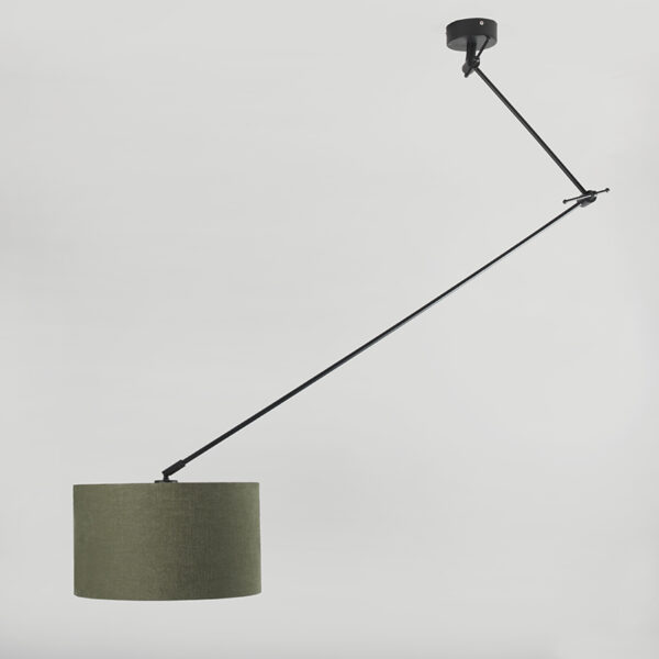 Hängelampe schwarz mit Lampenschirm 35 cm olivgrün verstellbar - Blitz I – Bild 3