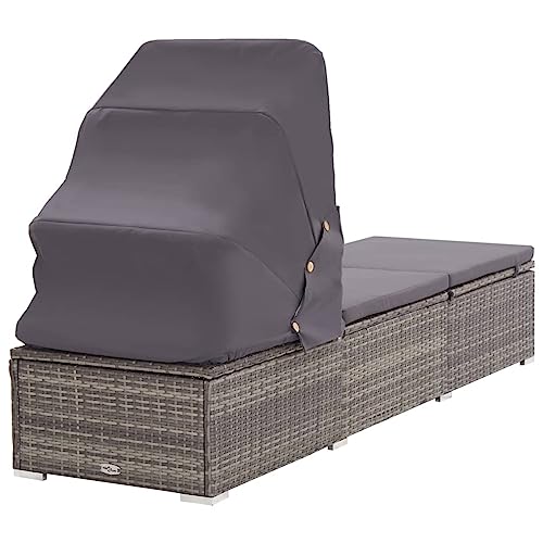 BaraSh Sonnenliege mit Sonnenschutz und Auflage Gartenliege