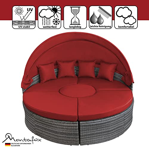 Montafox Poly Rattan Sonneninsel Ø 180 cm Groß Lounge Muschel Grau