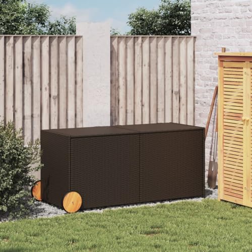 vidaXL Gartentruhe mit Rollen, Kissenbox Auflagenbox mit Deckel