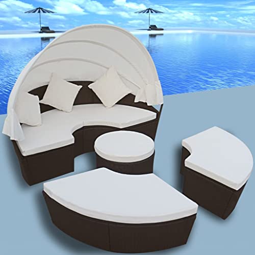 vidaXL Outdoor Loungebett, Sonneninsel mit Sitzpolster Dach
