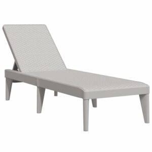 vidaXL Sonnenliege, Gartenliege Verstellbare Rückenlehne, Liegestuhl Liege mit Rattan-Optik, Relaxliege Strandliege Gartenmöbel, Grau PP