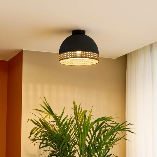 Lindby Lonnaris Deckenlampe mit Rattan