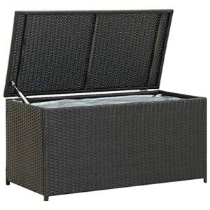 Aufbewahrungsbox Brustbox Outdoor-Deckbox mit großer Kapazität, Gartenbox Poly Rattan 100x50x50 cm Schwarz,Für Terrassenmöbelauflagen, Poolspielzeug und Gartengeräte
