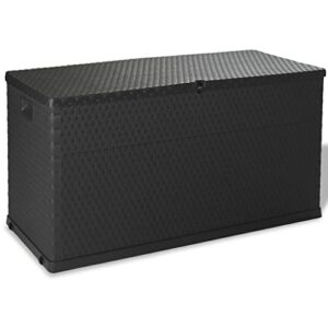 WIFESE 120x56x63 cm Garten Aufbewahrungsbox 420 L Gartentruhe Auflagenbox Kissenbox Box mit Deckel Outdoor Gartenboxen Abschliebare Box Storage Boxes Gartenschrank Anthrazit PP Rattan Optik