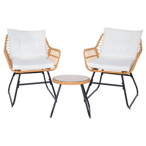 SVITA BALKONSET 3-teilig aus Rattan, natur Naturfarben